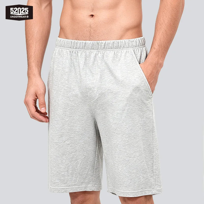 52025 Men's 100% Cotton Pajama Shorts (2-Pack) – Relaxed Fit Lounge Shorts with Side Pockets and Breathable All-Day Comfort