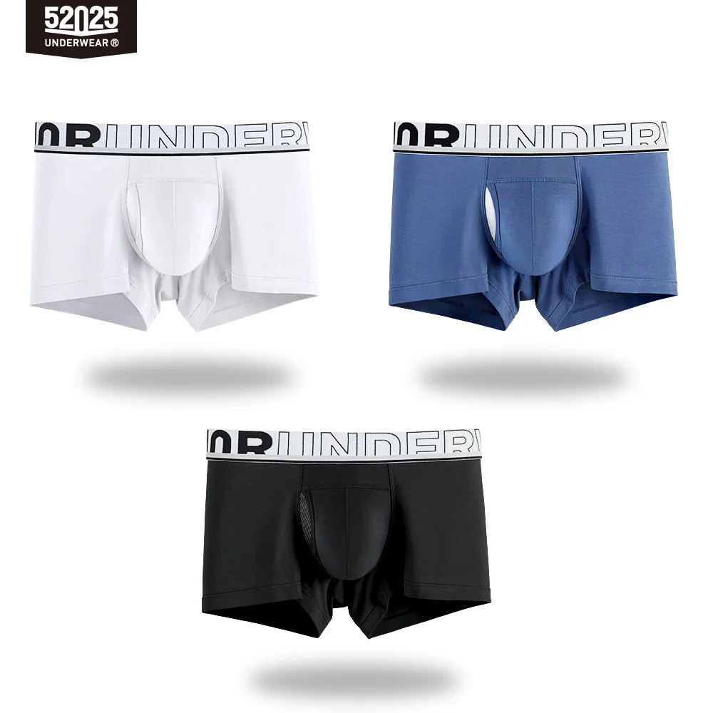 52025 Men's Dual Pouch Boxers – Ultra-Soft Modal, Patented Separation Pouch with Silk Mesh Support and Breathable Comfort