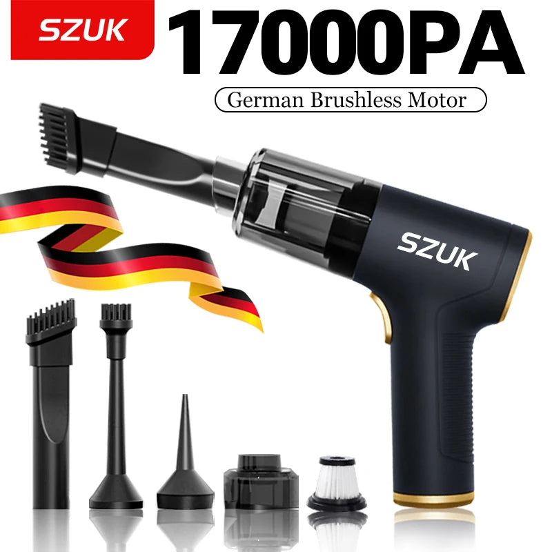 SZUK 17000PA Powerful Vacuum Cleaner Mini Cordless Portable Car Vacuum Cleaner for Home Appliance Handheld Blower Car Cleaner