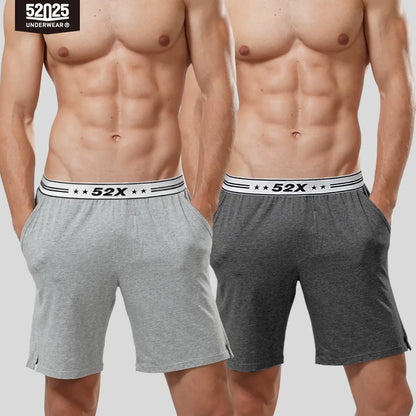 52025 Men's Cotton Modal Pajama Shorts (2-Pack) – Silky-Soft Lounge Shorts with Relaxed Fit, Side Pockets & All-Day Home Comfort