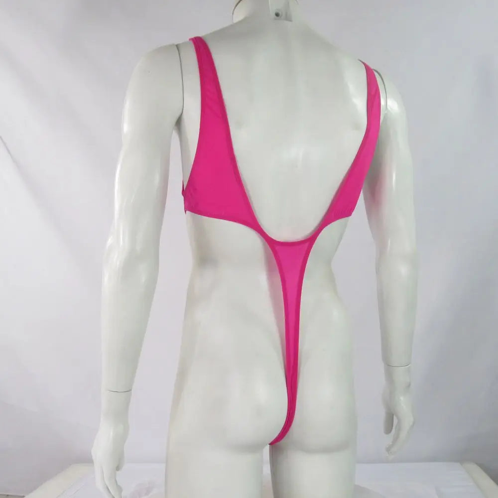 Mens G5672 bodysuit Thong Leotard High Cut Deep U Back Nylon spandex soft thin jersey semi c-thru