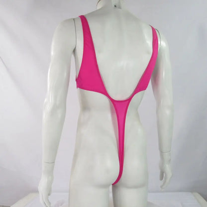 Mens G5672 bodysuit Thong Leotard High Cut Deep U Back Nylon spandex soft thin jersey semi c-thru