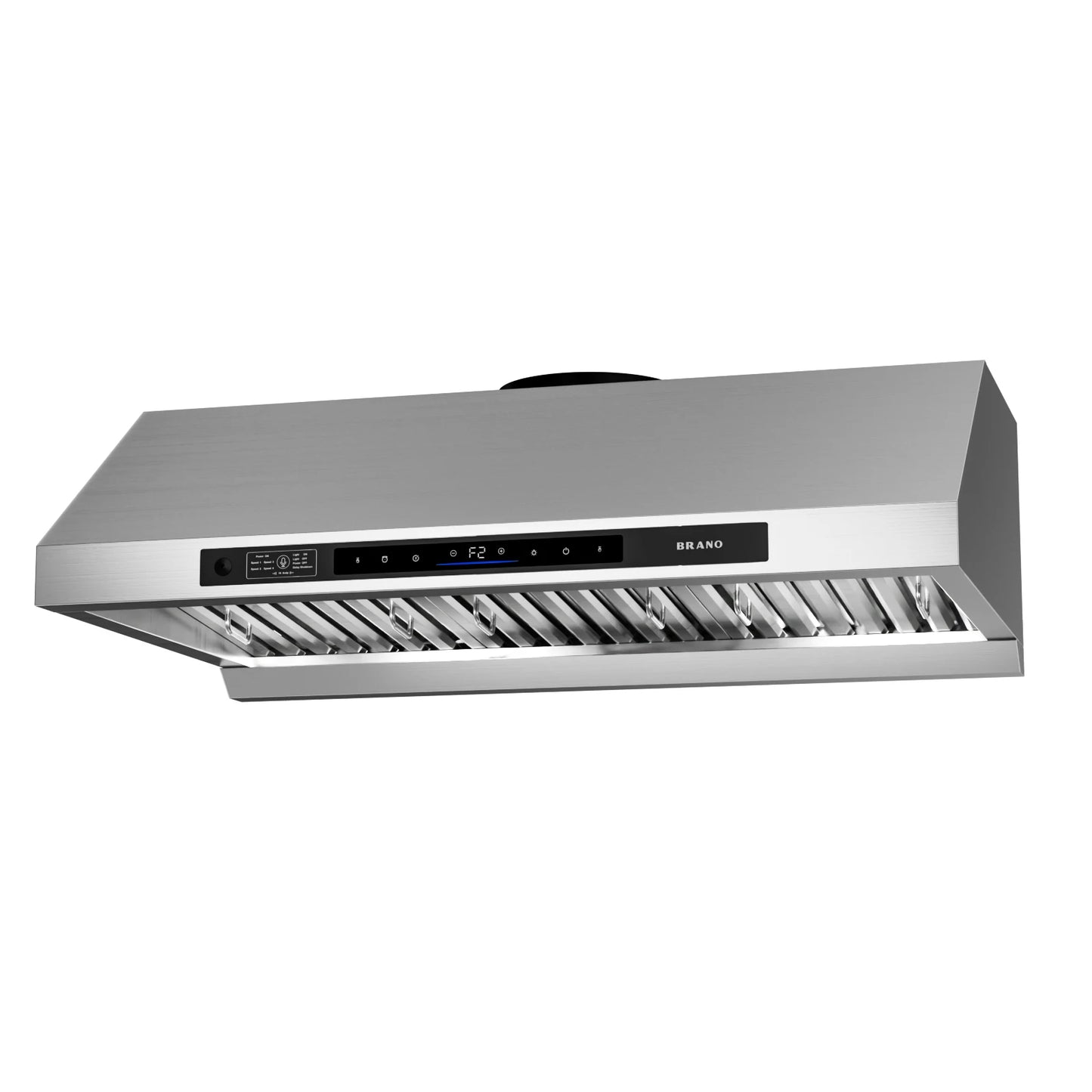 BRANO 42" Pro Style Range Hood Wall or Under Cabinet Mount, 1200 CFM DC Inverter Powerful & Quiet, Delay Shut-Off, 4 LED Lights