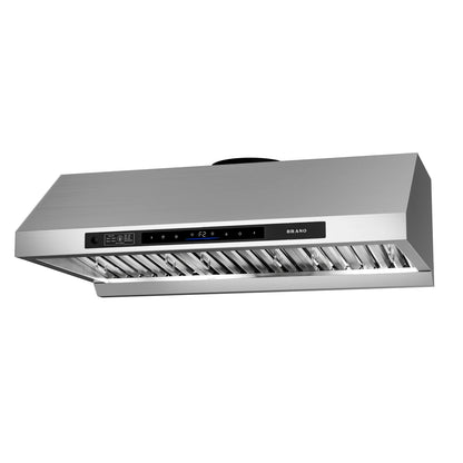 BRANO 42" Pro Style Range Hood Wall or Under Cabinet Mount, 1200 CFM DC Inverter Powerful & Quiet, Delay Shut-Off, 4 LED Lights