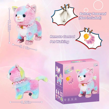 Interactive Walking Toy Cat for Kids - Touch & Voice Controlled with Remote Leash And Waggling Tail Perfect Birthday Or Gift