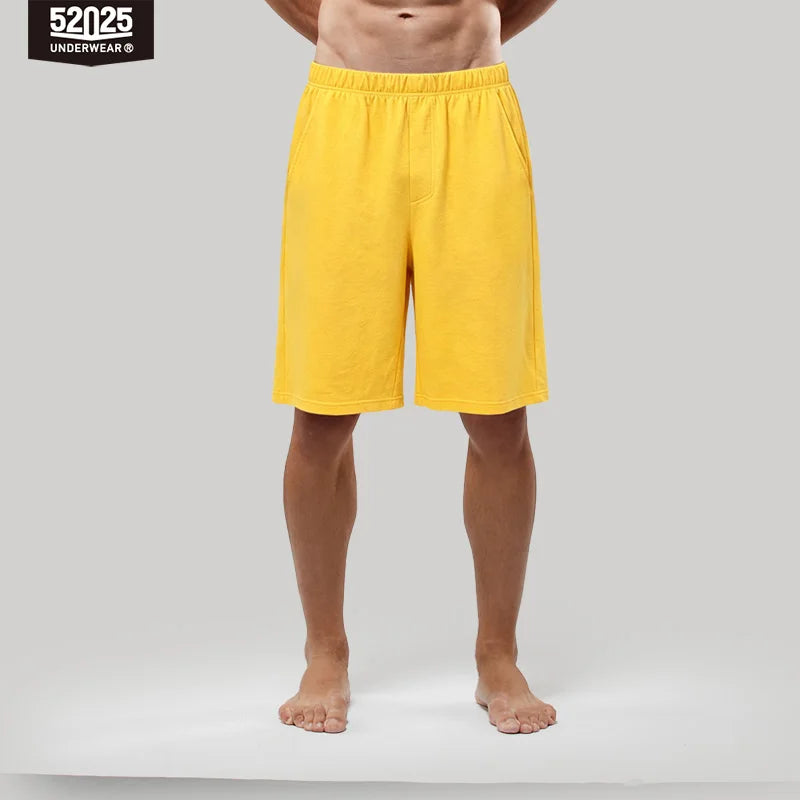 52025 Men's 100% Cotton Pajama Shorts – Relaxed Fit Lounge Shorts with Side Pockets and Breathable All-Day Comfort