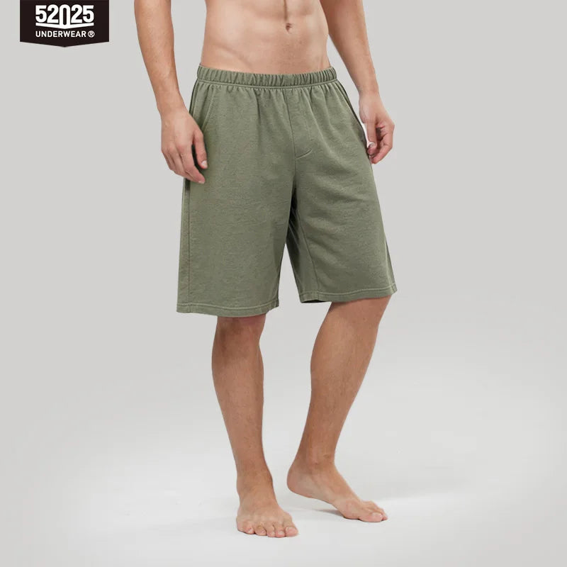 52025 Men's 100% Cotton Pajama Shorts – Relaxed Fit Lounge Shorts with Side Pockets and Breathable All-Day Comfort