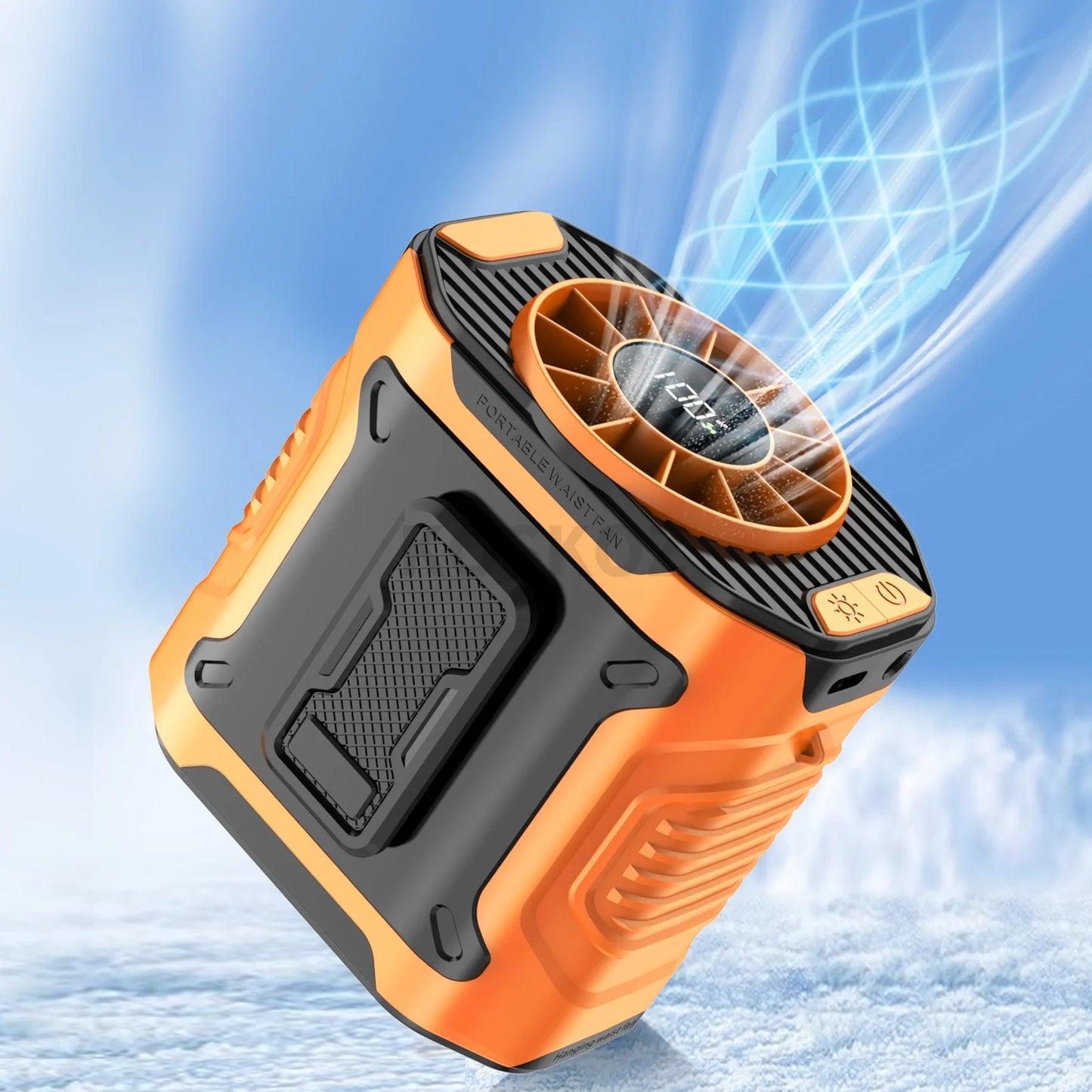 Portable Waist Fan with 10 Speed, Clip on Wearable Personal Fan with Flashlight, Hands-Free Hanging Neck Fans, Outdoor Camping