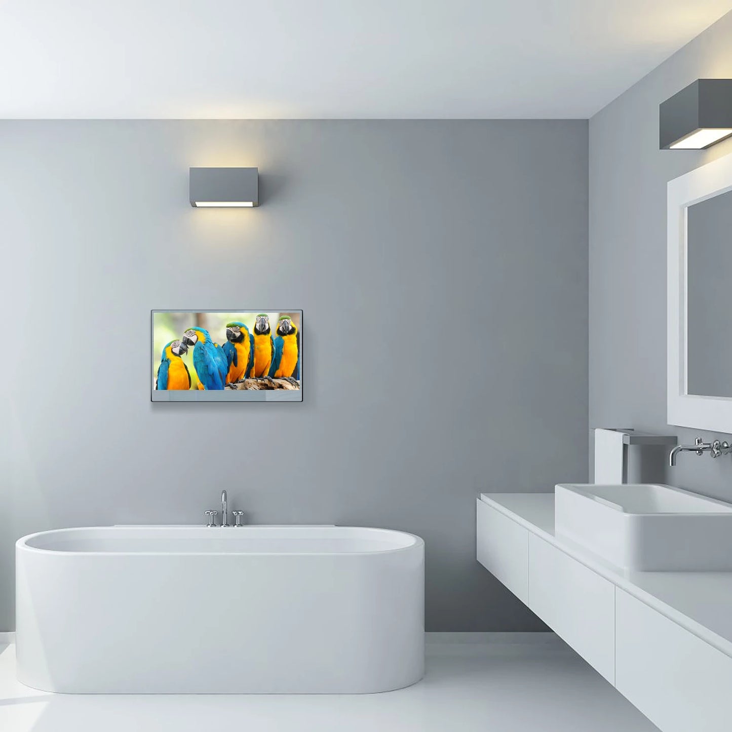 Souria 32inch Smart Mirror Touchscreen FHD LED TV Water Resistant Magic Android Bluetooth DTV Tuner Bathroom SPA Kitchen