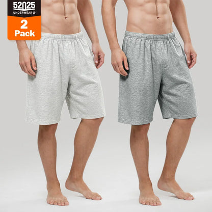 52025 Men's 100% Cotton Pajama Shorts (2-Pack) – Relaxed Fit Lounge Shorts with Side Pockets and Breathable All-Day Comfort