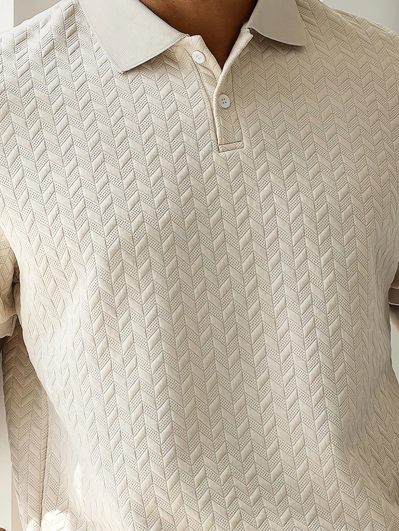 New summer short-sleeved polo shirt for men, casual color-blocked herringbone texture pullover polo shirt, suitable for everyday