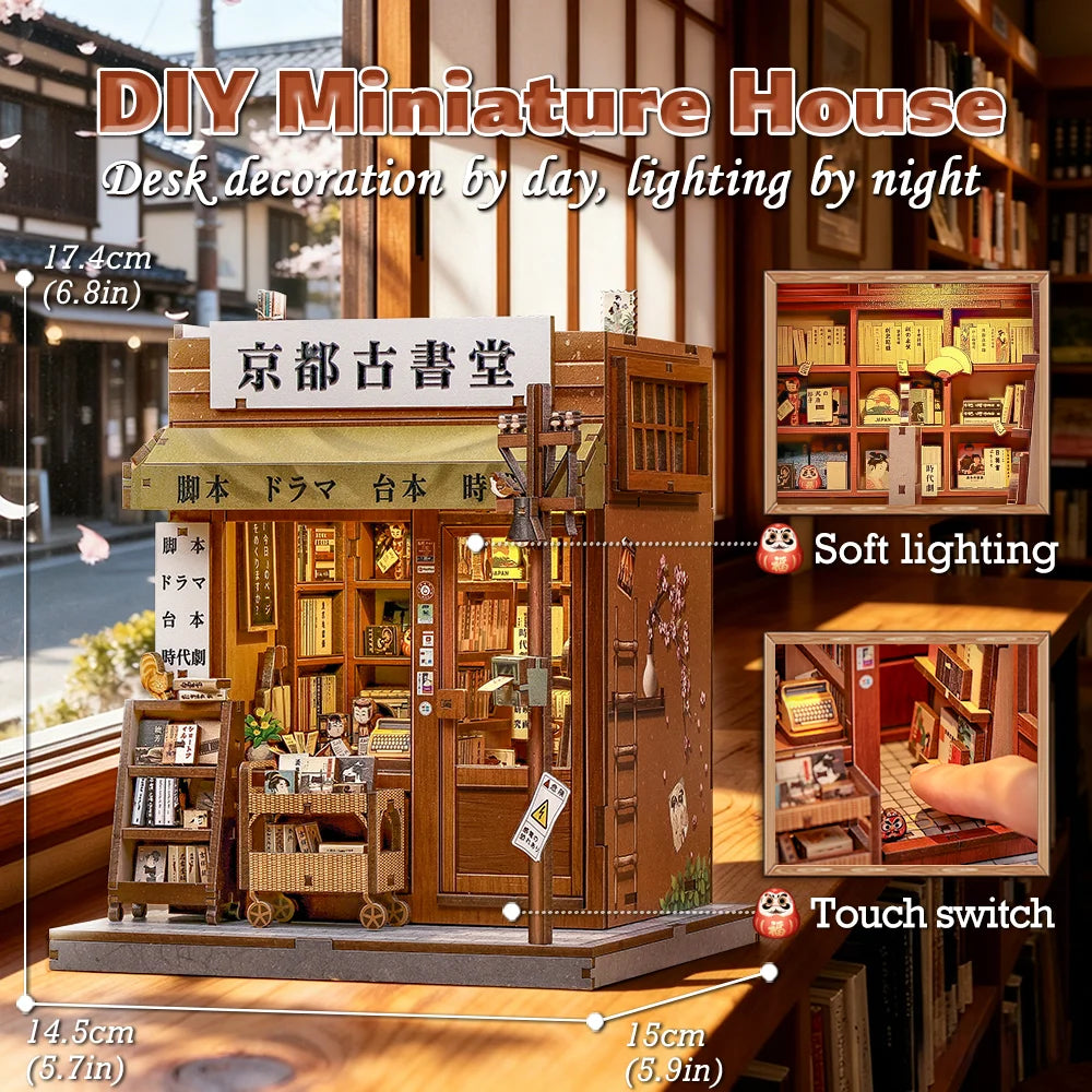 CUTEBEE Book Nook Kit DIY Doll House Bookshelf Insert 3D Wooden Puzzle Miniature Room Decor Amazing Gift for Antique Bookery