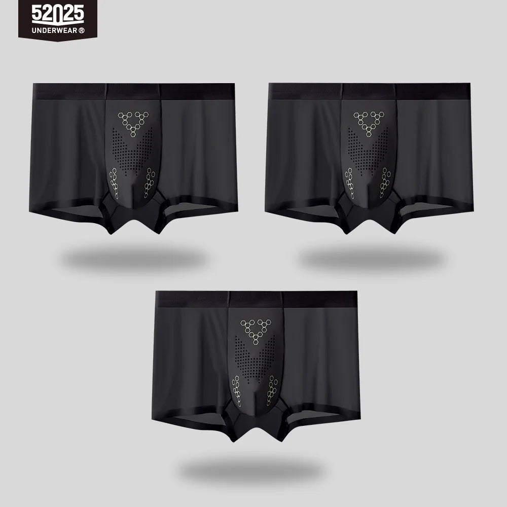 52025 Men's Ultra-Thin Boxers (3-Pack) – Feather-Light Ice-Silk Fabric, Color-Changing Pouch and Weightless Second-Skin Comfort