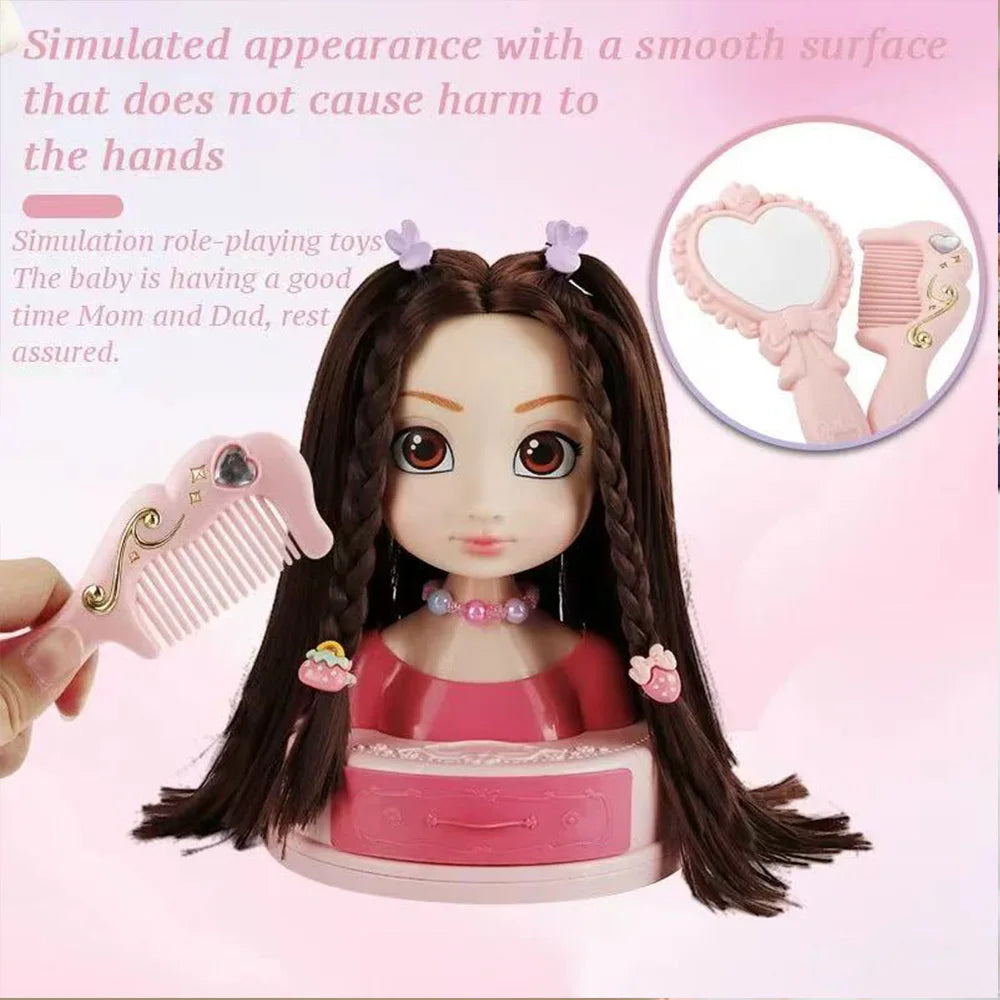 Doll Head for Hair Styling Makeup Play House Fashion Princess Dress Up Practice Hairpins Curling Iron DIY Tools for Kids Salon