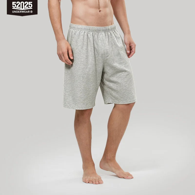52025 Men's 100% Cotton Pajama Shorts – Relaxed Fit Lounge Shorts with Side Pockets and Breathable All-Day Comfort