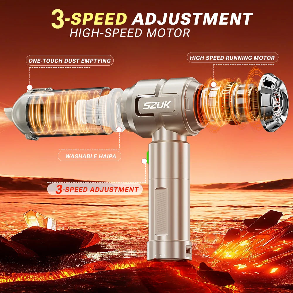 SZUK New Handheld Powerful Car Vacuum Cleaner 2026 Portable Wireless Cleaner with LED Light Mini Powerful Vacuum Cleaner for Car