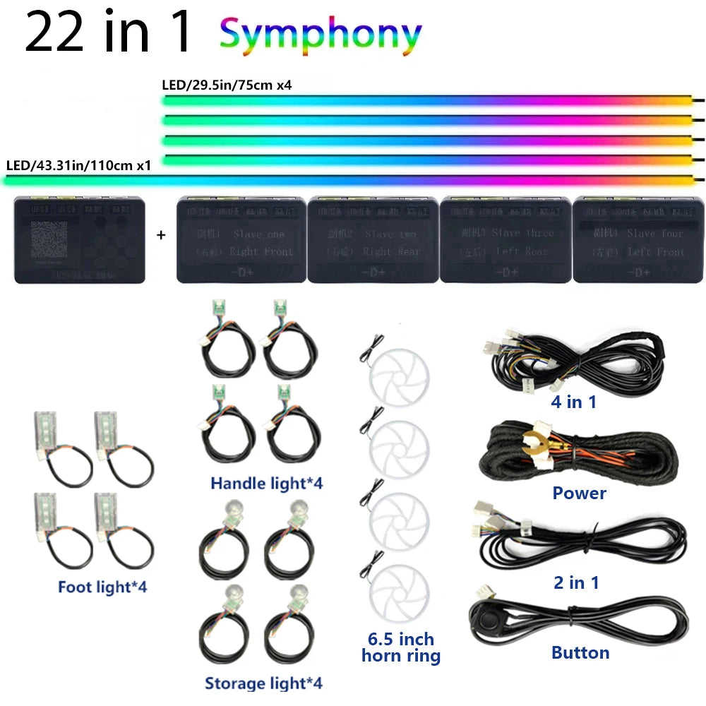 22 In1 Car Acrylic LED Ambient Lights For For Nissan Altima Rogue Clio Kaptur Eclipse For BMW F30 F31 F10 F11 F07 F18 G30 G38