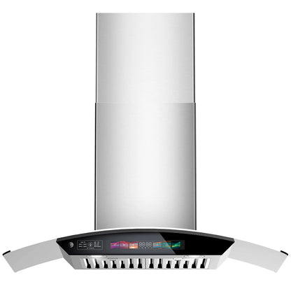 BRANO 30 inch Wall Mount Range Hood 900 CFM, Voice/Gesture/Touch Control, Stainless Steel Kitchen Hood Vent with 4 Speed Exhaust Fan, Adjustable Lights, Memory Mode