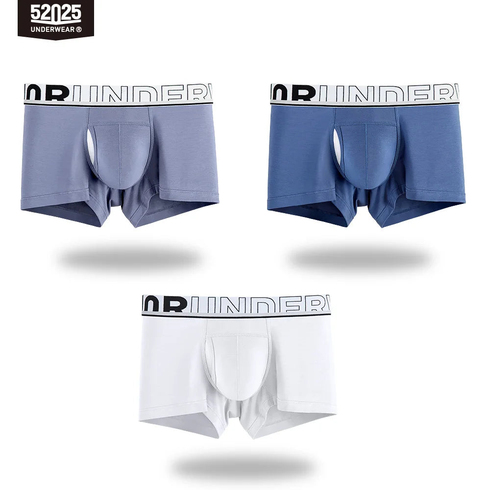52025 Men's Dual Pouch Boxers – Ultra-Soft Modal, Patented Separation Pouch with Silk Mesh Support and Breathable Comfort
