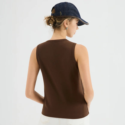KX7613768 Luxury Chic Glitter Blouse Women's Viscose Elastane Sequin Tank Top Polyester Lining Fitted Vest