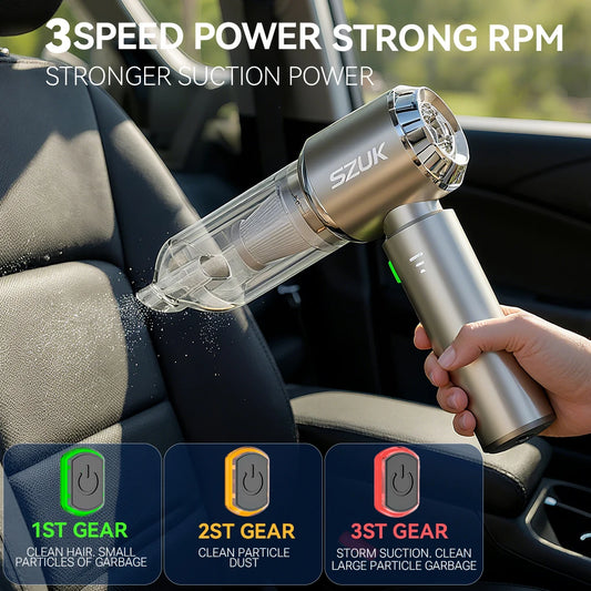 SZUK 18000PA Mini Car Vacuum Cleaner Wireless Handheld Cleaner Cleaning Machine Strong Powerful Portable Vacuum Cleaner Car