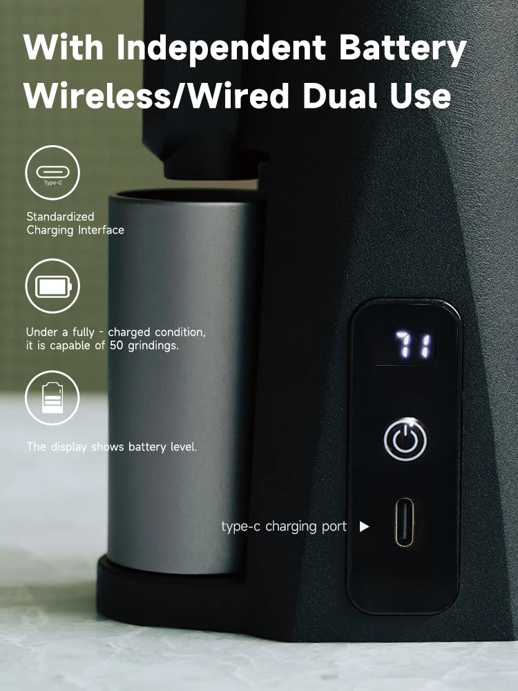STARSEEKER EDGE Mini Portable Electric Coffee Grinder 38mm Cone Burr Stepless Adjustable Type-C Home Outdoor Travel Suit