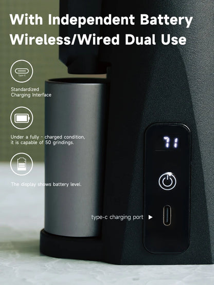 STARSEEKER EDGE Mini Portable Electric Coffee Grinder 38mm Cone Burr Stepless Adjustable Type-C Home Outdoor Travel Suit
