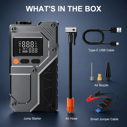 Car Jump Starter with 150PSI Tire Inflator, 6000mAh Battery Booster, Digital Air Compressor, LED Light for Cars SUVs Trucks
