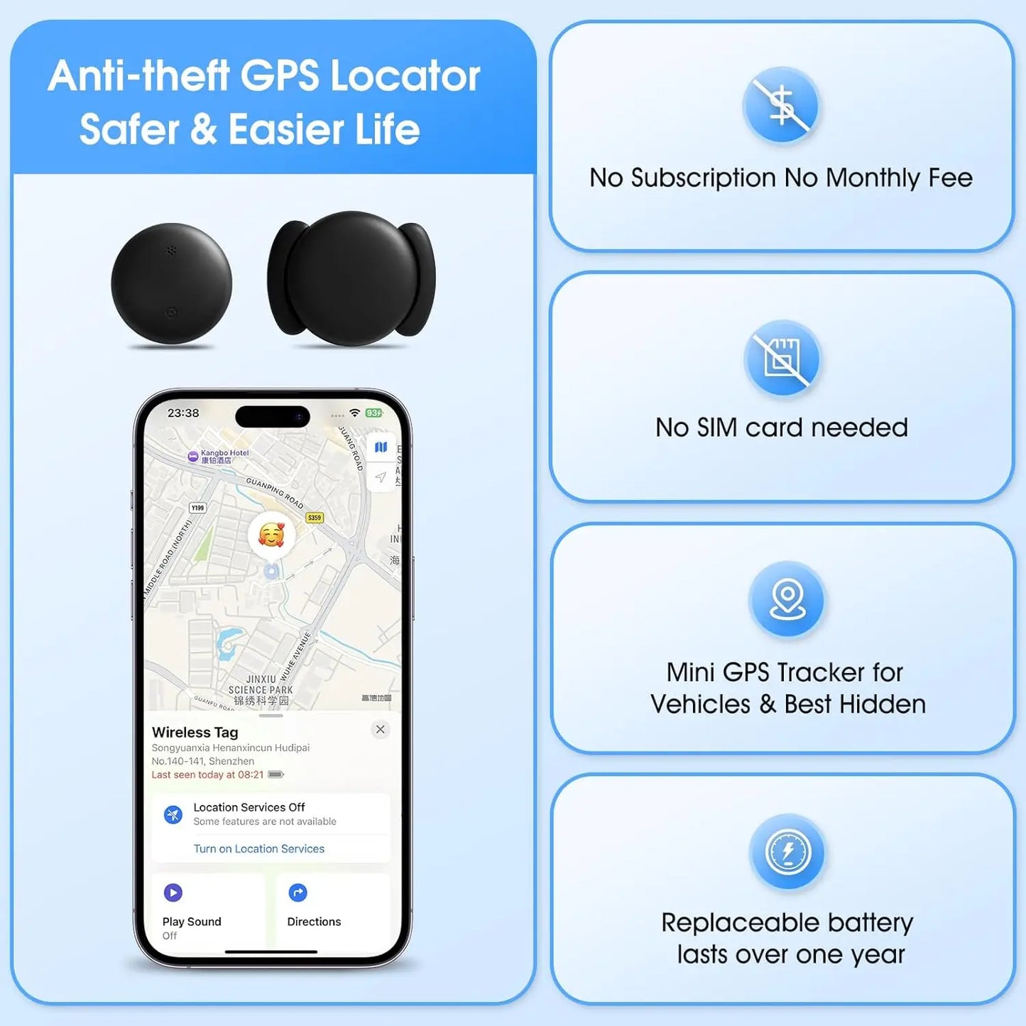 Magnetic GPS Tracker Real Time Tracking Device, Strong Magnet Anti Theft Car Locator for Vehicle Motorcycle Bike Truck Trailer