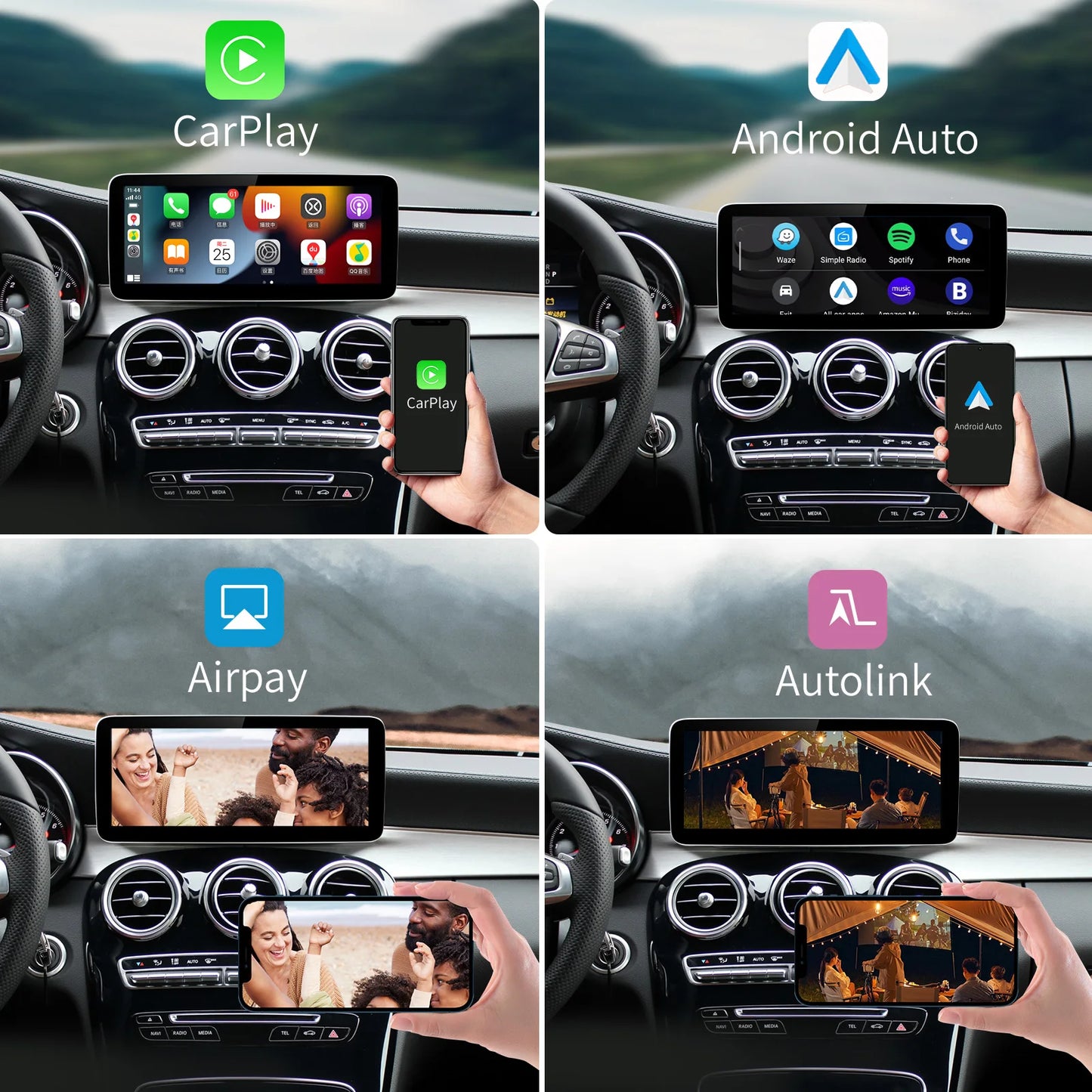 Wireless Carplay/Android Auto 12.3'' Touch screen Multimedia for Mercedes Benz NTG5.0  A B E C GLE W167 W212 W246 W205 W176 C117