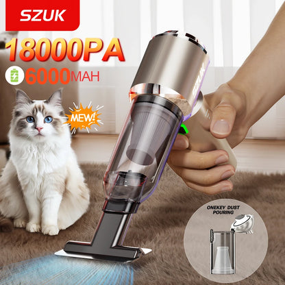 SZUK Powerful Car Vacuum Cleaner Portable Cleaning Machine Mini Strong Suction Handheld for Car Wireless Cleaner Home Appliance