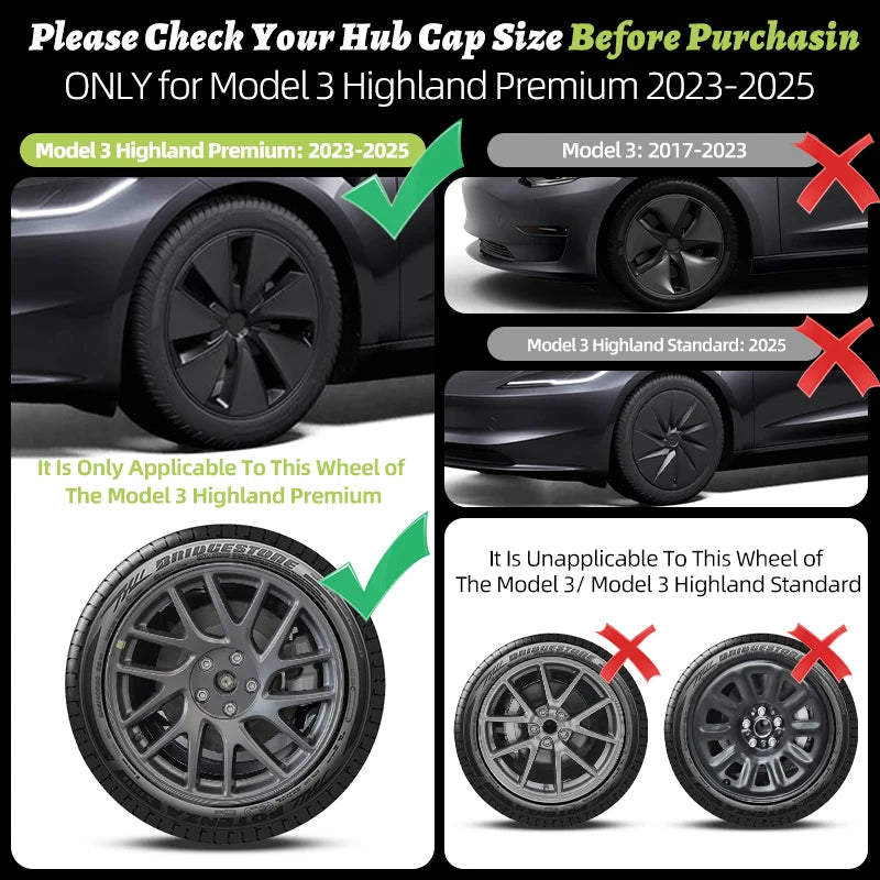 4PCS for Model 3 Highland 2023-Prese Wheel Cover 18 Inch Hubcap Arachnid Style Wheel Cover Rim Hubcaps Car Protection for Tesla