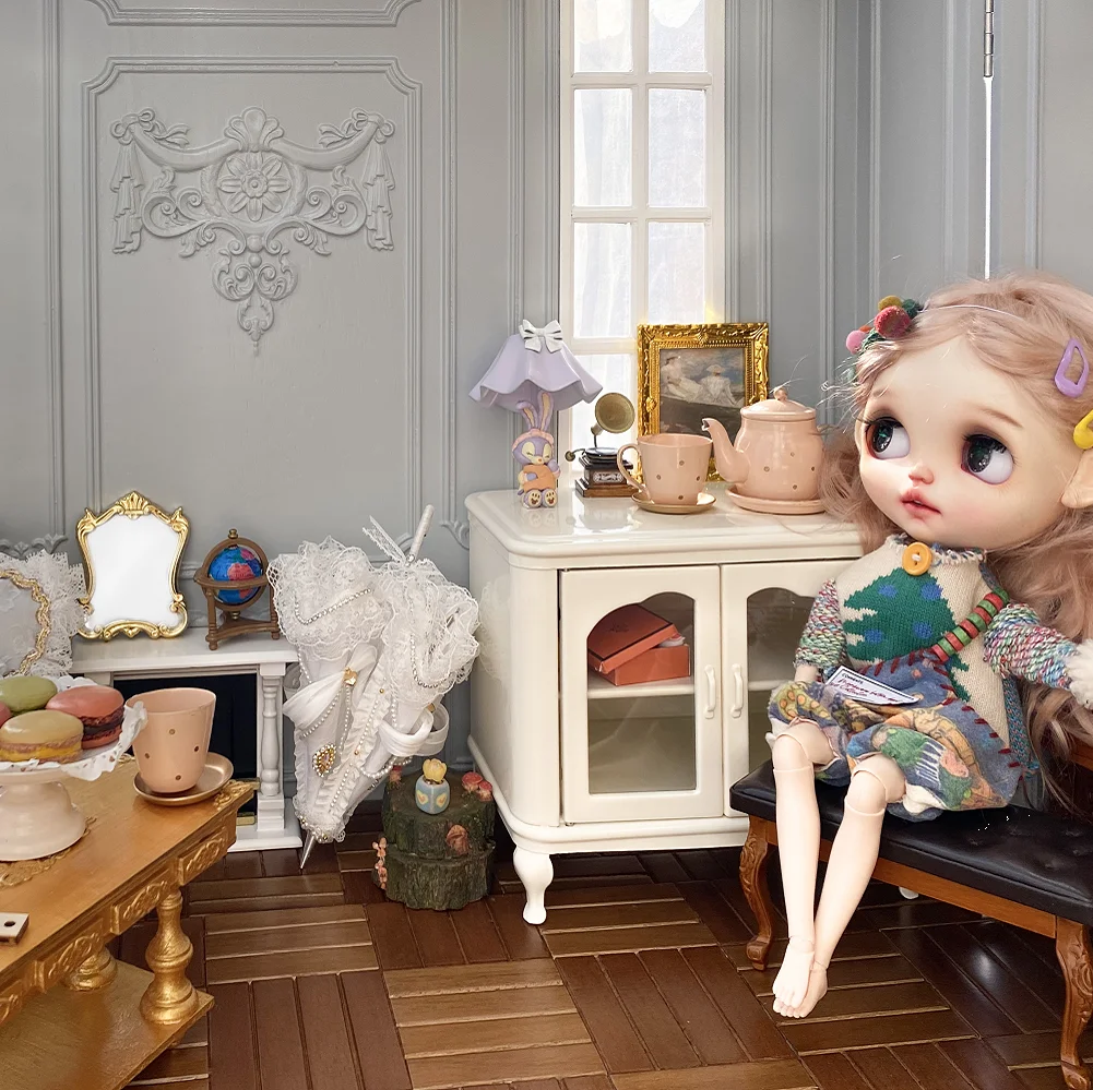 Aizulhomey Dollhouse Furniture Metal Tea Pot Set 7 pcs For Blythe OB24 BJD Dollhouse Accessories Mini Kitchen Toys Gifts