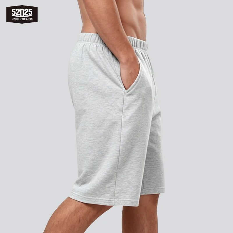 52025 Men's 100% Cotton Pajama Shorts – Relaxed Fit Lounge Shorts with Side Pockets and Breathable All-Day Comfort