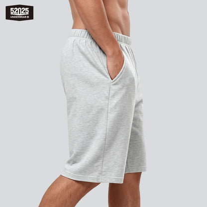 52025 Men's 100% Cotton Pajama Shorts – Relaxed Fit Lounge Shorts with Side Pockets and Breathable All-Day Comfort