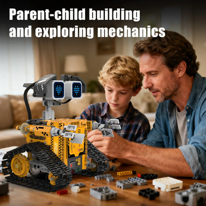 MOC 373PCS 5-in-1 Electric RC Wall Climbing Robot Model Building Blocks Set Children's Creative Puzzle Toy Gift Bulldozer Design