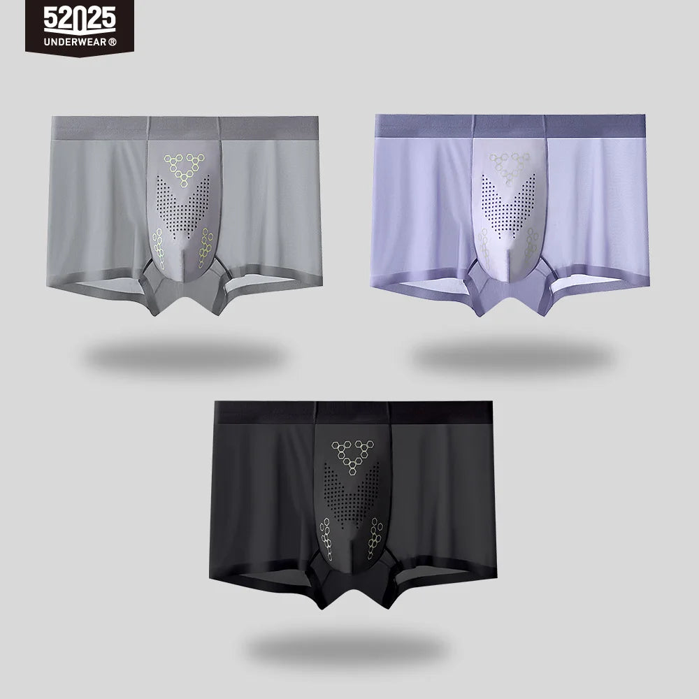 52025 Men's Ultra-Thin Boxers (3-Pack) – Feather-Light Ice-Silk Fabric, Color-Changing Pouch and Weightless Second-Skin Comfort