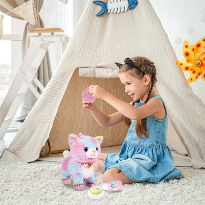 Interactive Walking Toy Cat for Kids - Touch & Voice Controlled with Remote Leash And Waggling Tail Perfect Birthday Or Gift