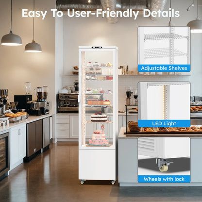 Commercial Refrigerator Display Case, Commercial Cake Refrigerator, Double-Layered Glass Fridge Bakery Cooler Interior LED Light