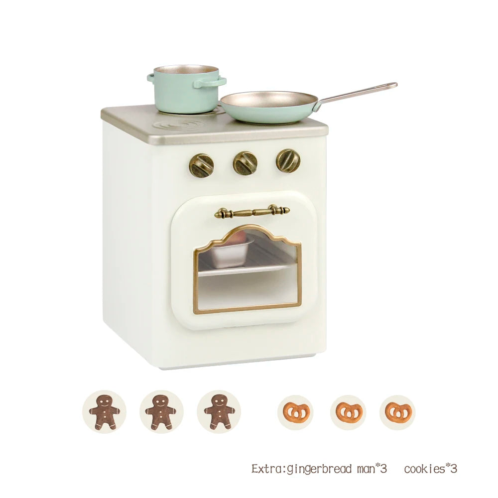 Aizulhomey Dollhouse Miniature Furniture Nordic Metal Miniature Oven with Light Dollhouse Accessories for 1/6 Dolls Blythe BJD