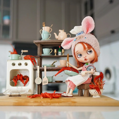 Aizulhomey Dollhouse Miniature Furniture Nordic Metal Miniature Oven with Light Dollhouse Accessories for 1/6 Dolls Blythe BJD