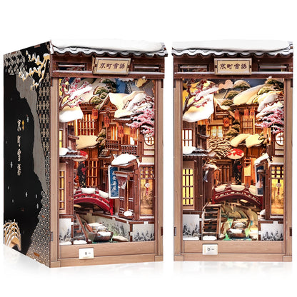 CUTEBEE Book Nook Kit 3D Wooden Puzzle DIY Bookend Insert Model Building Kit Laser Cut Precision Pieces for Home Decor Office