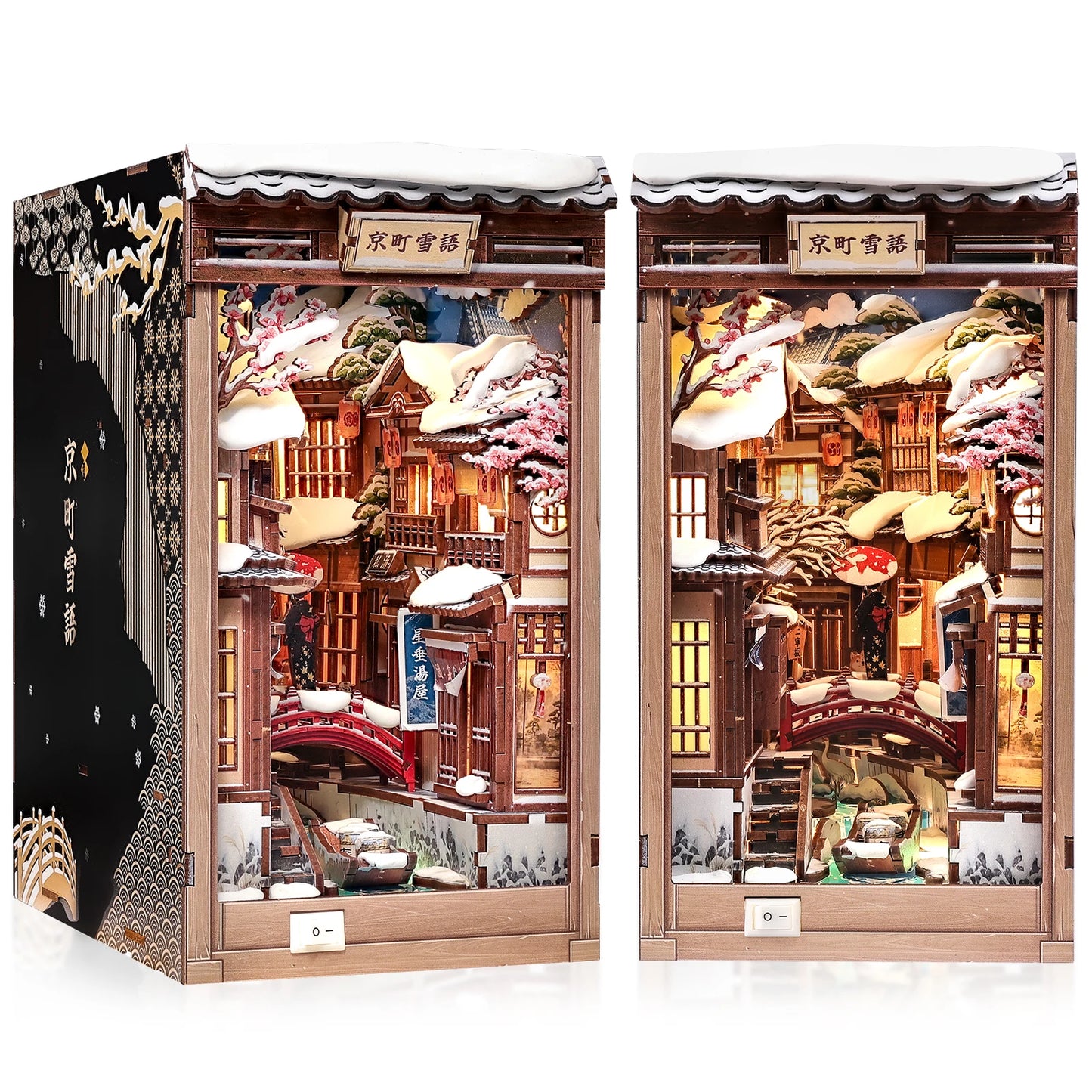 CUTEBEE DIY Book Nook Kit Japanese Sakura 3D Puzzle Dollhouse for Bookshelf Unique Craft Gift for Book Lover Christmas Miniature