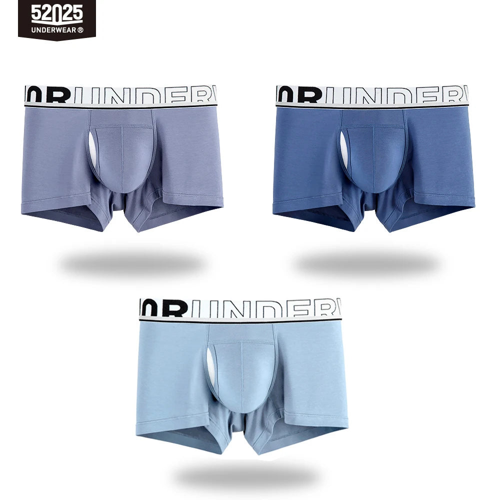52025 Men's Dual Pouch Boxers – Ultra-Soft Modal, Patented Separation Pouch with Silk Mesh Support and Breathable Comfort