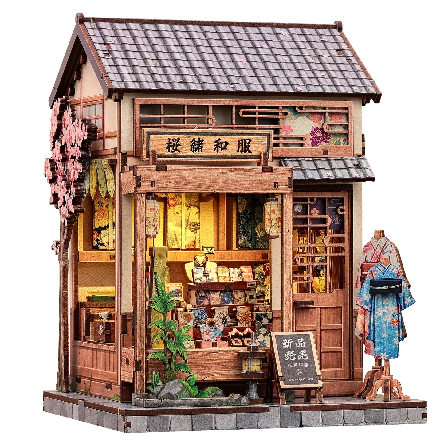 CUTEBEE DIY Book Nook Kit Japanese Sakura 3D Puzzle Dollhouse for Bookshelf Unique Craft Gift for Book Lover Christmas Miniature