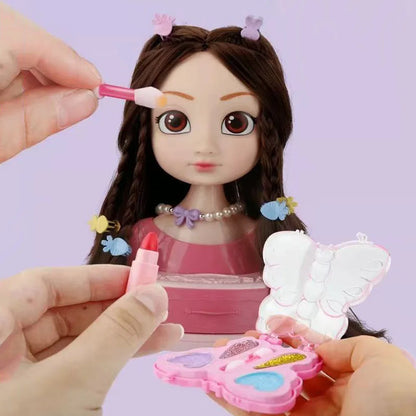 Doll Head for Hair Styling Makeup Play House Fashion Princess Dress Up Practice Hairpins Curling Iron DIY Tools for Kids Salon