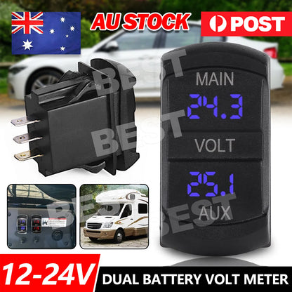 12V Voltmeter Dual Battery Monitor LED Digital Boat Car Voltage Marine Gauge AU