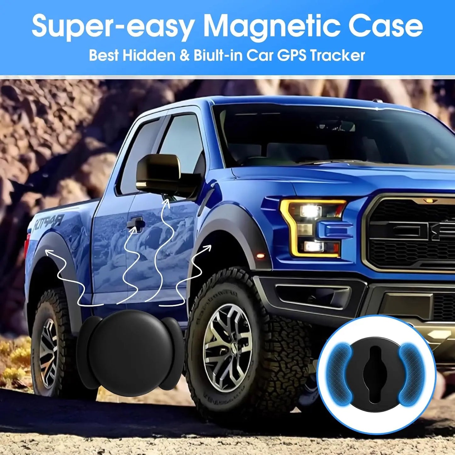 Magnetic GPS Tracker Real Time Tracking Device, Strong Magnet Anti Theft Car Locator for Vehicle Motorcycle Bike Truck Trailer