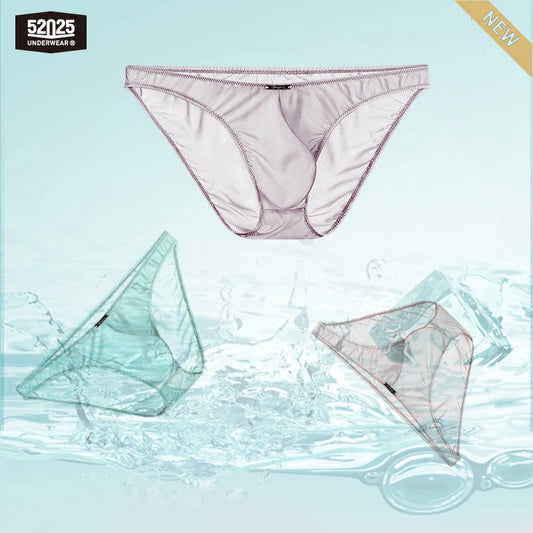 52025 Men's Ultra-Light Mini Briefs – Semi-Transparent, Silky-Soft Nylon, 3D Anatomical Pouch and Barely-There Comfort