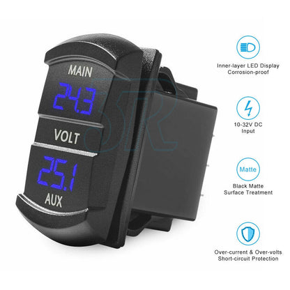 12V Voltmeter Dual Battery Monitor LED Digital Boat Car Voltage Marine Gauge AU